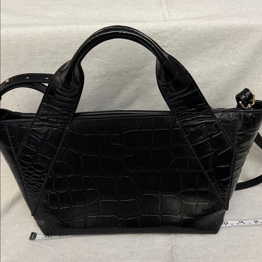 ANINE BING Black Croc-Embossed Satchel with Top Handles - Picture 5 of 14